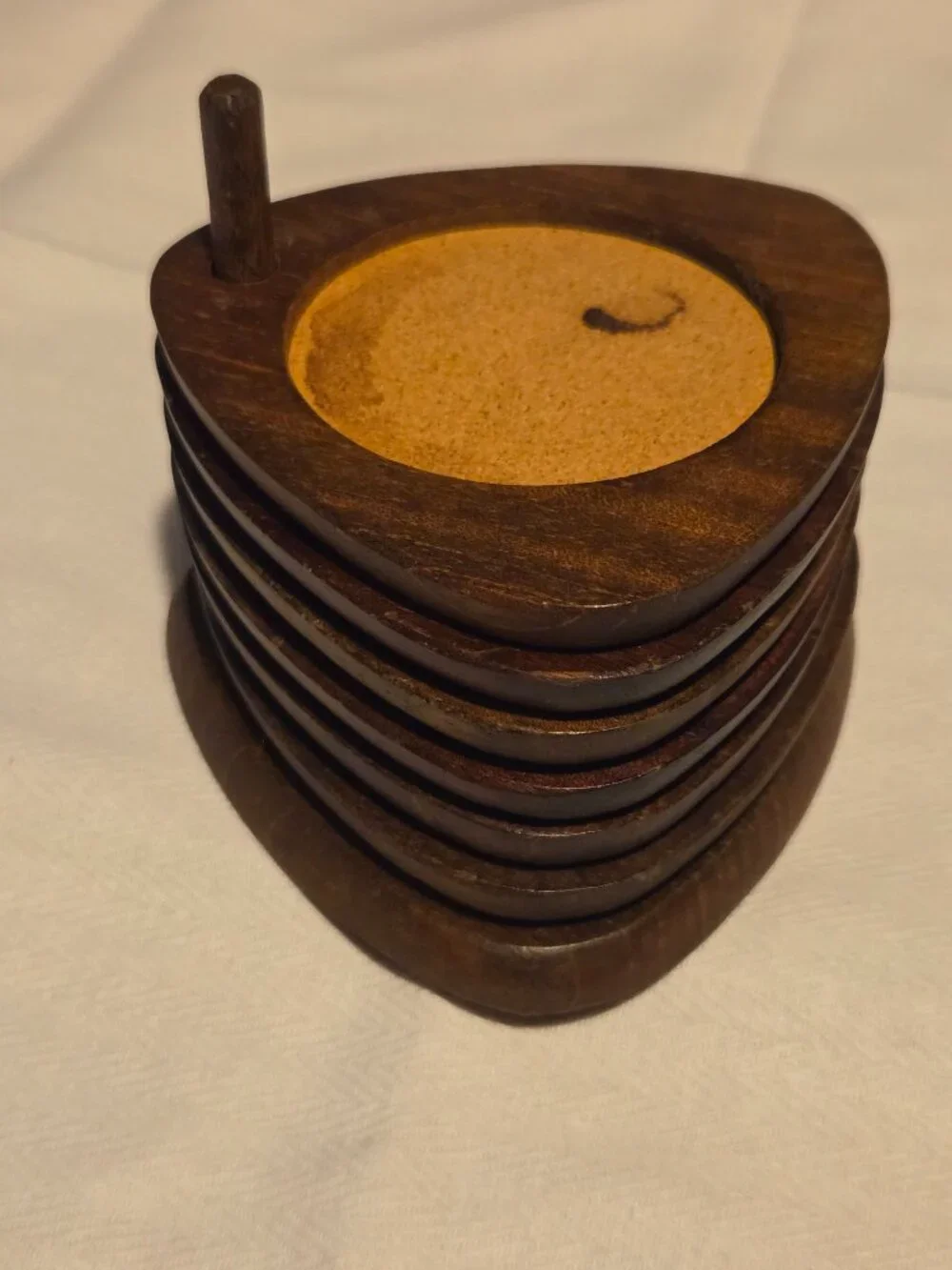 7 Piece Mid Century Wooden Teardrop Coaster Set